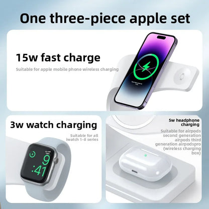 Wireless Magnetic Charging Stand 15W Fast Charge Phone Watch Earbuds