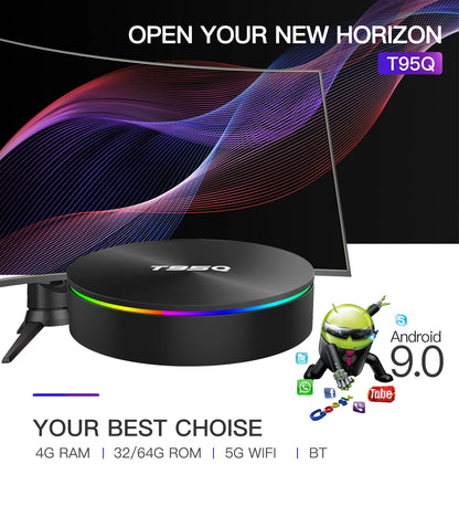 T95Q 8K Smart Fire TV Stick Set-Top Box Android 9.0 ATV S905X3 Dual Wifi BT Quad Core Processor 4GB/32GB RAM Storage