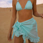 Women's Mesh Cover-Up Skirt with Tassel Hem and Ruffle Detail