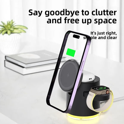 4-in-1 Magnetic Wireless Charger: 15W Fast Charge with RGB Atmosphere Lighting, 2026 Luxury Essential