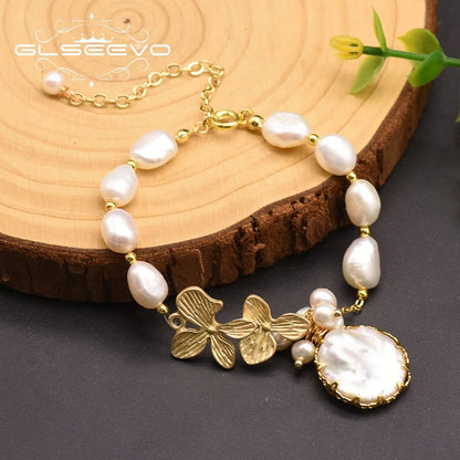 Natural Baroque Pearl Charm Bracelet for Women Party 18k Gold Plated Bracelets & Bangles Fine Jewelry