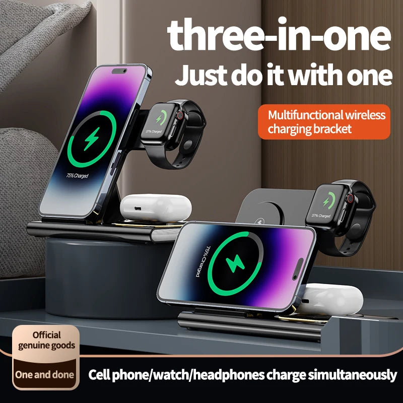 LED Lamp 3-in-1 Foldable Wireless Charger with 15W Fast Charging