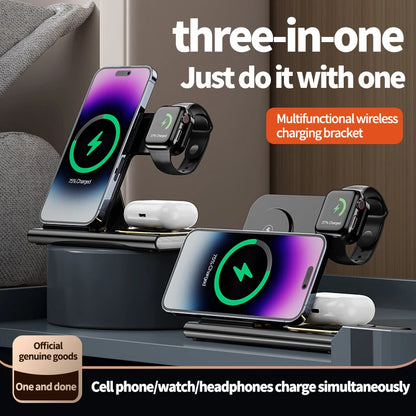 LED Lamp 3-in-1 Foldable Wireless Charger with 15W Fast Charging