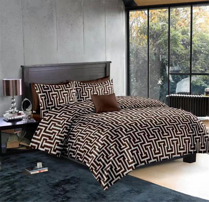 Geometric Pattern Duvet Cover Set for King and Queen Beds Gray