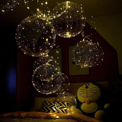 Light Up LED Balloons with String Lights in clear balloons, warm-white glow for party decor