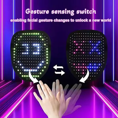 LED Mask Gesture Sensing RGB Full Color Variable Face DIY Photo Animated Editing Maske Halloween Gift For Party Rave