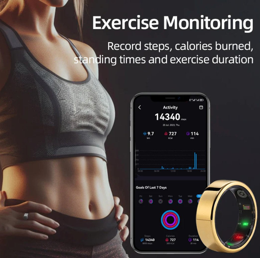 Ultra Air Smart Ring – Health Tracker, Fitness & Sleep Monitor, Smart Notifications, Stylish Wearable for Women & Men. Charging case for iOS and Android