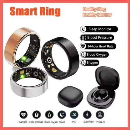 Ultra Air Smart Ring – Health Tracker, Fitness & Sleep Monitor, Smart Notifications, Stylish Wearable for Women & Men. Charging case for iOS and Android