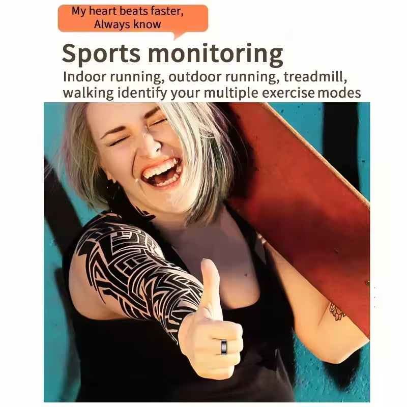 Ultra Air Smart Ring – Health Tracker, Fitness & Sleep Monitor, Smart Notifications, Stylish Wearable for Women & Men. Charging case for iOS and Android