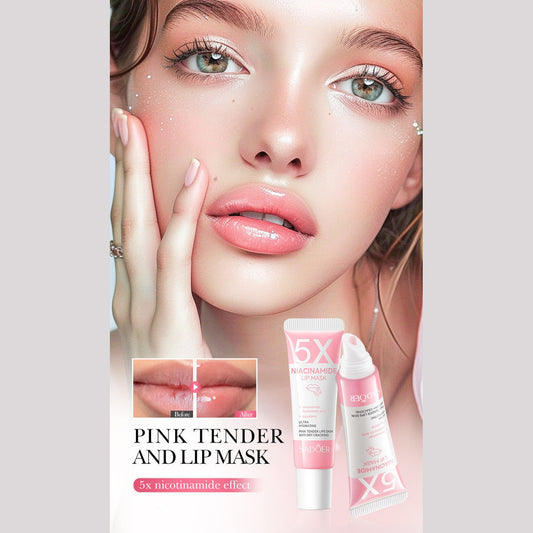 Hydrating lip mask tube with before and after comparison