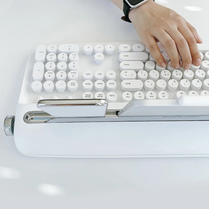 Retro Wireless Bluetooth Typewriter Keyboard 108 Keys Abs Office