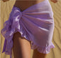Women's Polyester Wrap Skirt With Tatting Edge Detailing And Tailored Tie Closure