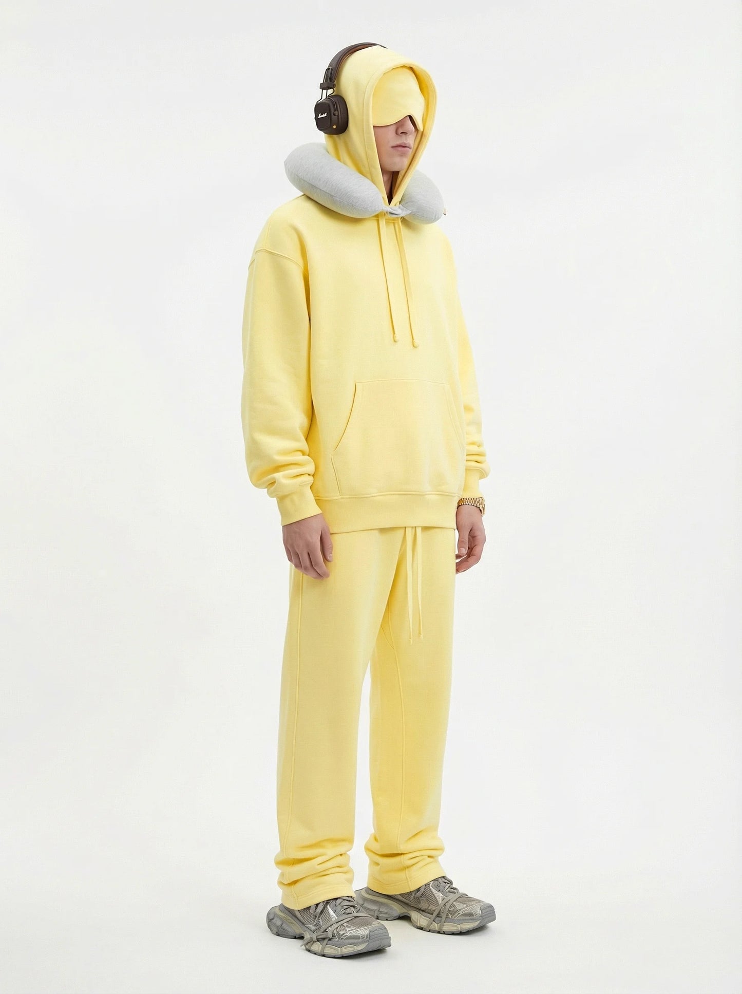 Unisex Cotton Blend Fleece Hoodie And Pants Set With Relaxed Fit And Soft Texture