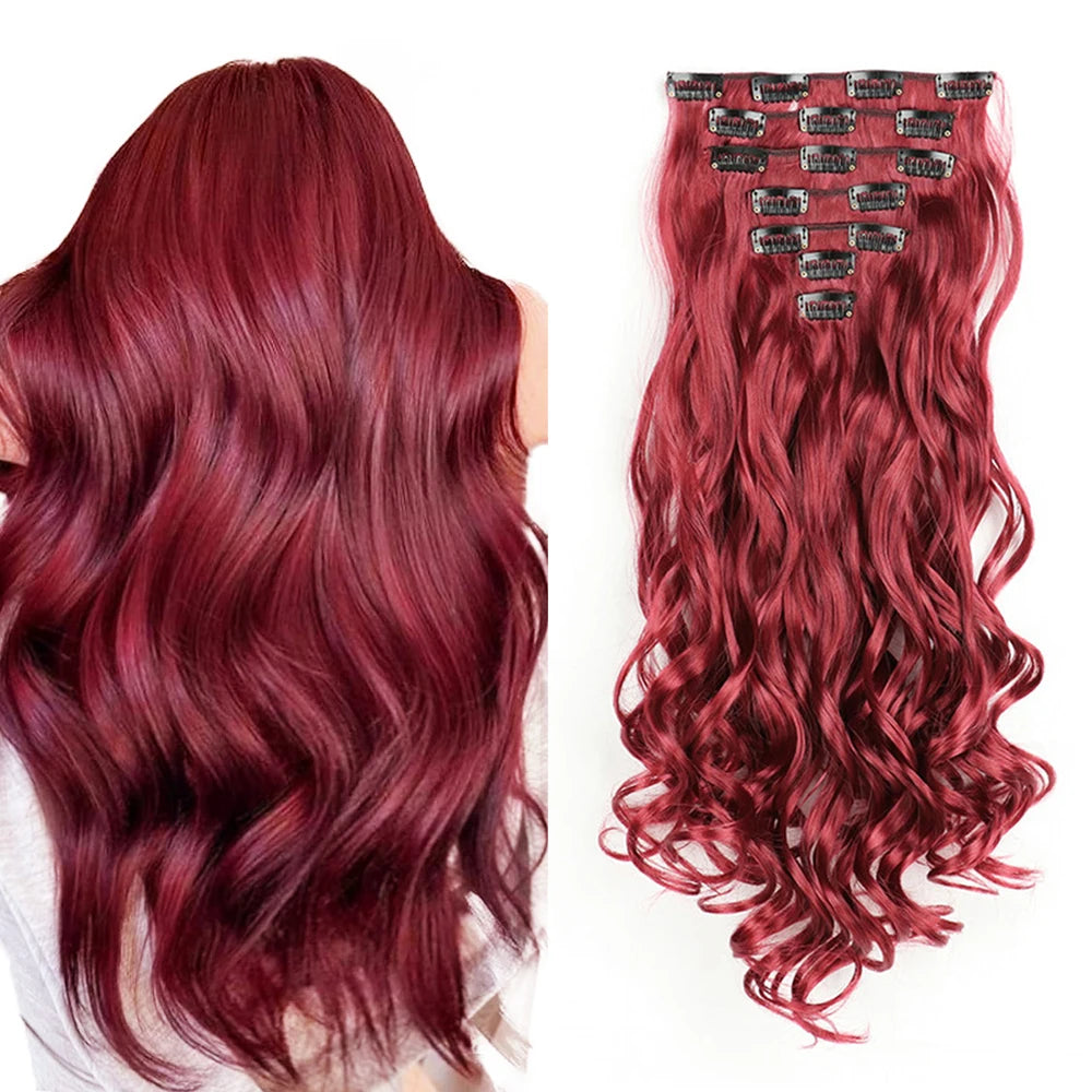 Lush Clip In Extensions 7 Piece Full Head 22 Inch Curly Wavy Hair