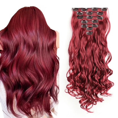 Lush Clip In Extensions 7 Piece Full Head 22 Inch Curly Wavy Hair