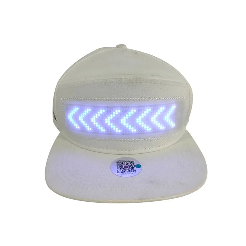 LED message display baseball cap with customizable text