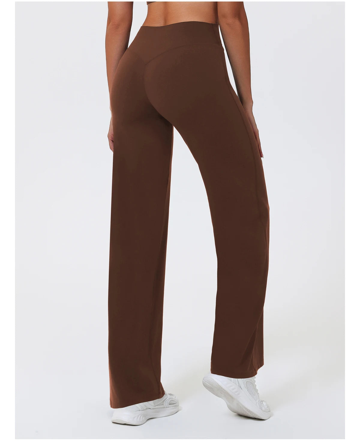 Brown high waist seamless leggings in a stretchy knit fabric for yoga or gym workouts.