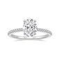 Oval Moissanite Ring with White Gold Plated Sterling Silver Band