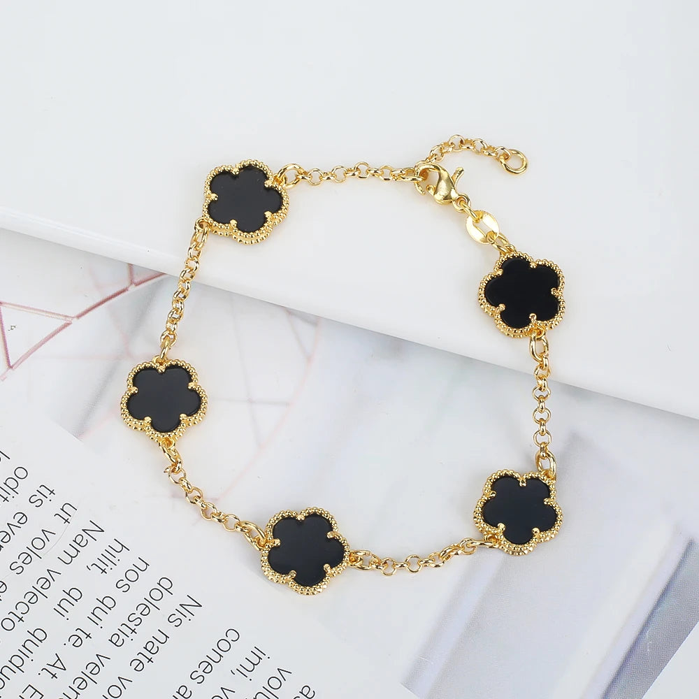 Silver Plated Rose Gold Clover Bracelet - Luxurious High Quality Jewelry for Women