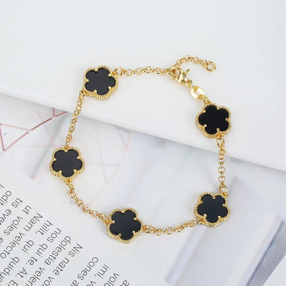 Silver Plated Rose Gold Clover Bracelet - Luxurious High Quality Jewelry for Women