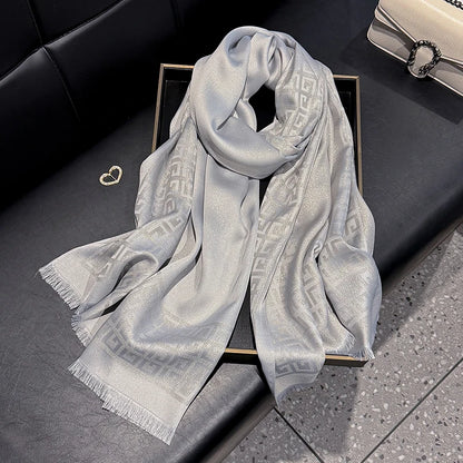 Women's Elegant Silky Scarf Shawl with Tatting Weave Detail