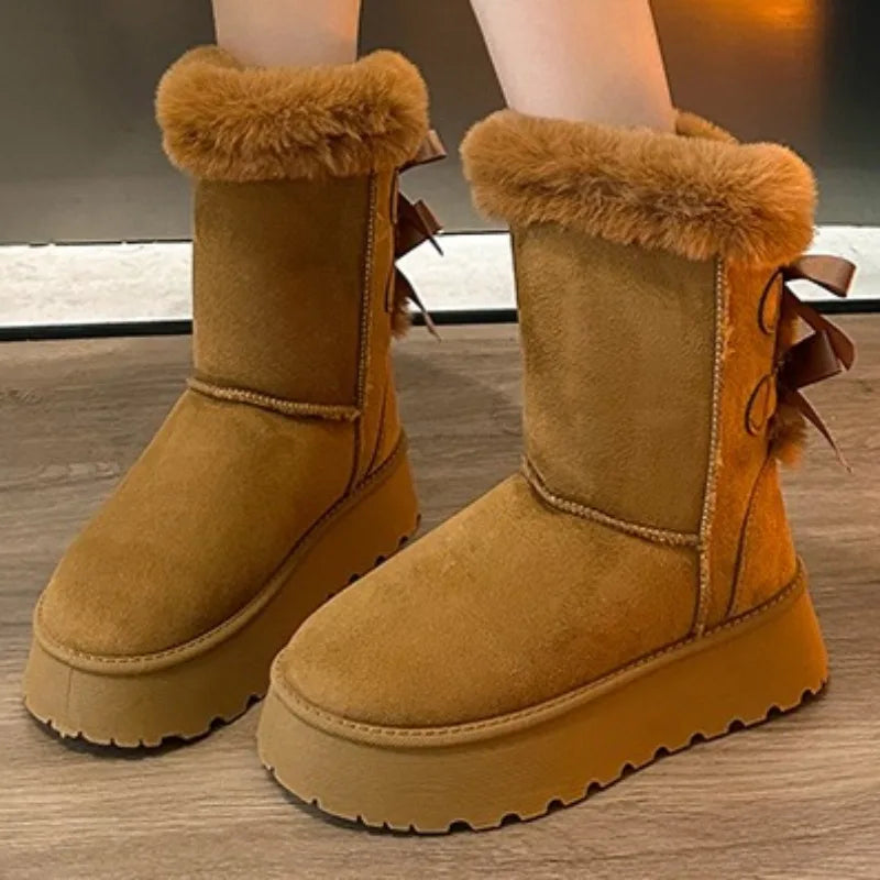 Weatherproof Slip-On Snow Boots for Women with Mid Calf Comfort