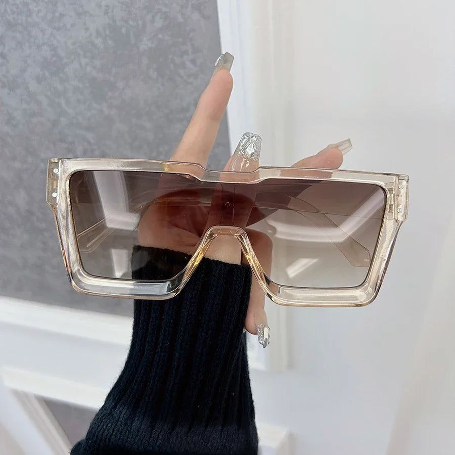 Sunglasses oversized square gradient lenses with transparent frame