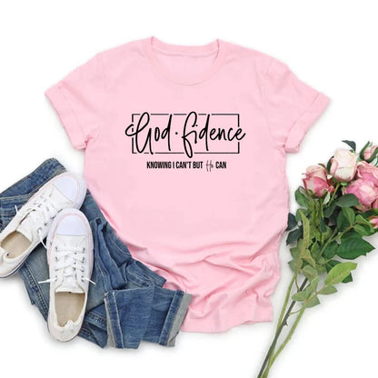 God Fidence Knowing I Can't But He Can - Men Women Short Sleeve T-shirts