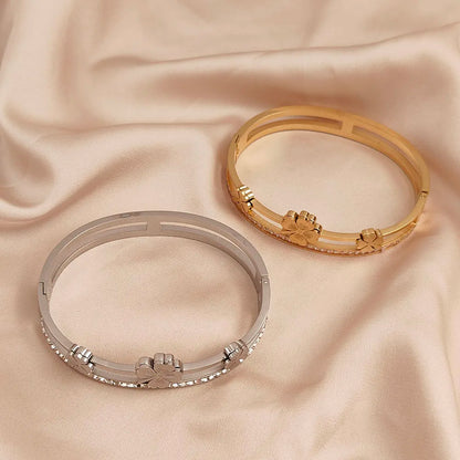 Four Leaf Clover Bracelet - 18K Gold Plated Stainless Steel Lucky Charm Jewelry