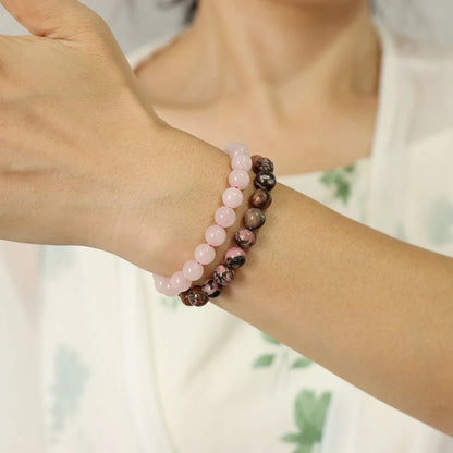 Beachwear Style Bracelet Set for Couples with Natural Amethyst Cat Eye Beads and Gift Card