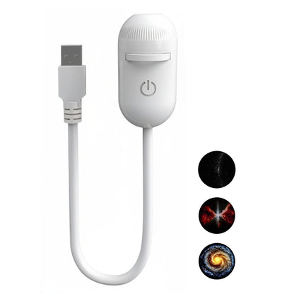 White USB LED ambient projector with adjustable focus for galaxy room lighting.
