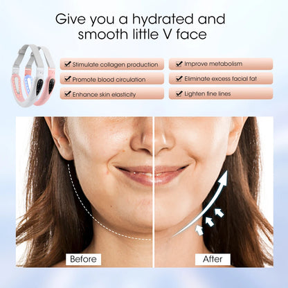 Jawline facial massager with EMS pulse vibration and heat