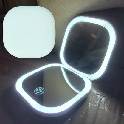 Makeup mirror rechargeable LED tabletop vanity light with touch sensor and dual panels