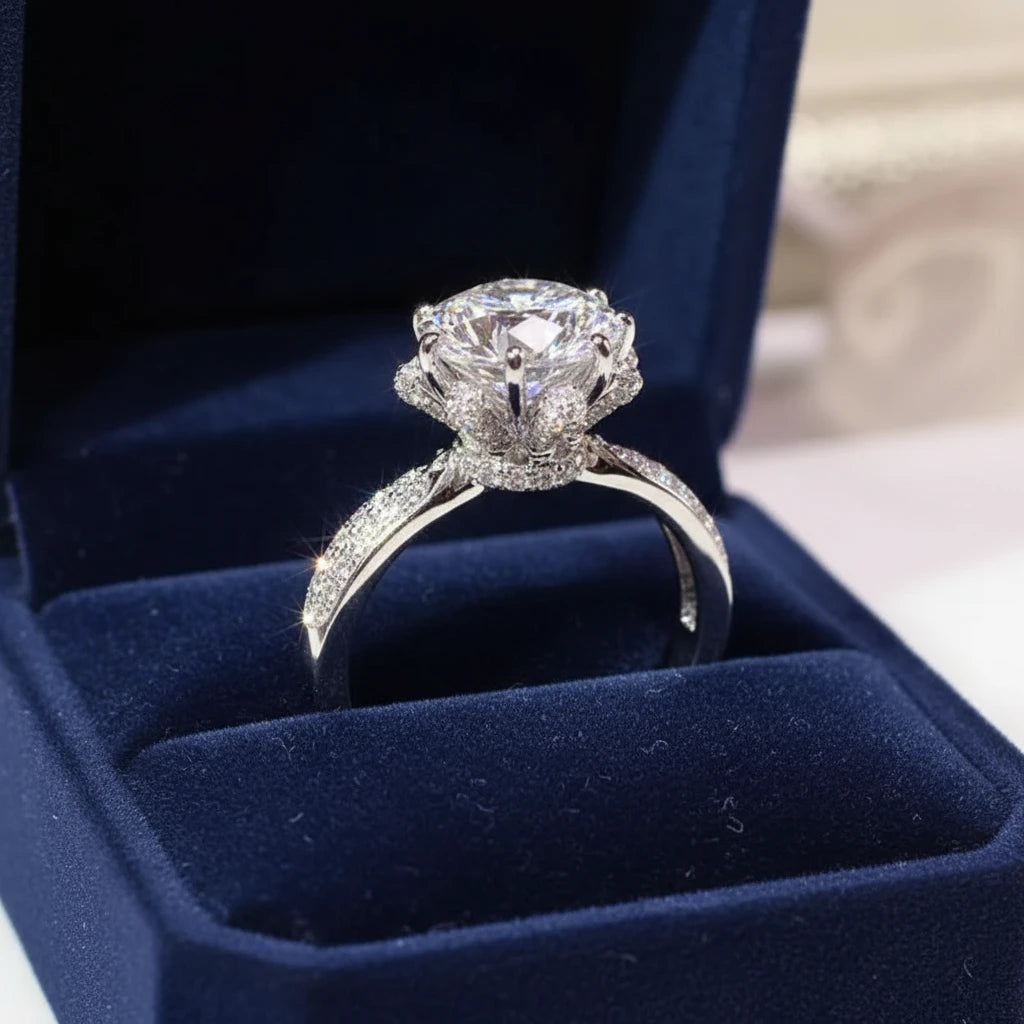 Lab-Grown Engagement Ring with Zircon Center Stone 8x8 mm