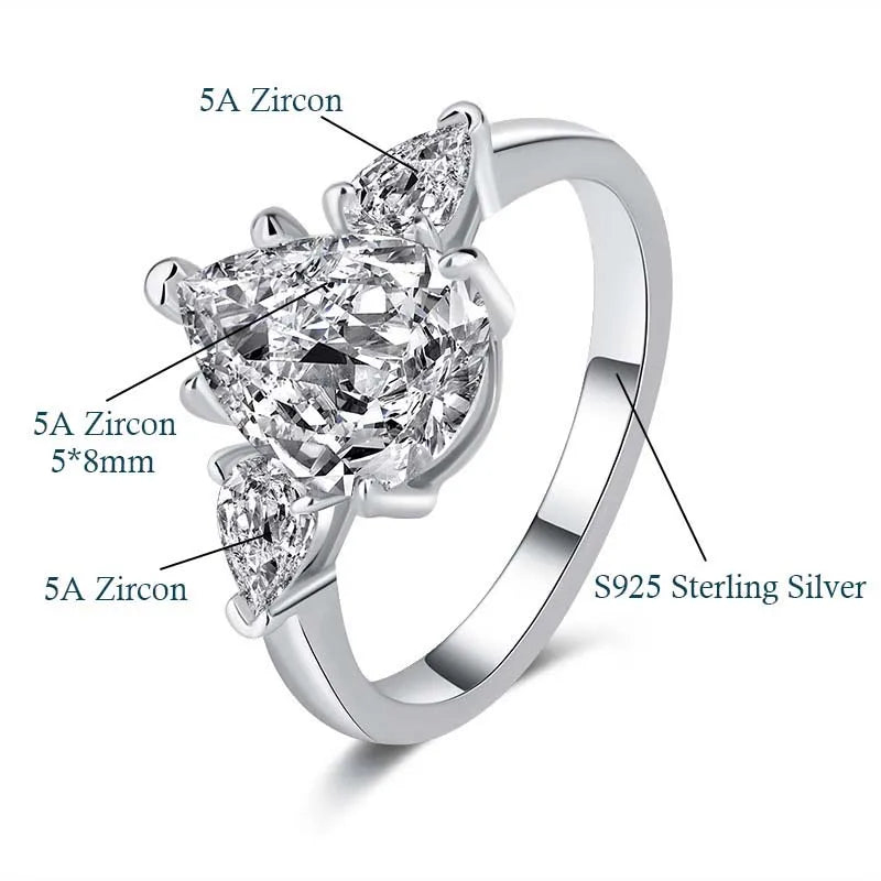 Pear-Cut Ring with Moissanite Center Stone GRA Certification D Color VVS1 for Engagement