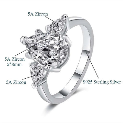 Pear-Cut Moissanite Ring in 18K Gold Plated Sterling Silver with Prong
