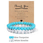 Beachwear Style Bracelet Set for Couples with Natural Amethyst Cat Eye Beads and Gift Card