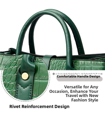 Crocodile-pattern handbag set with shoulder bags