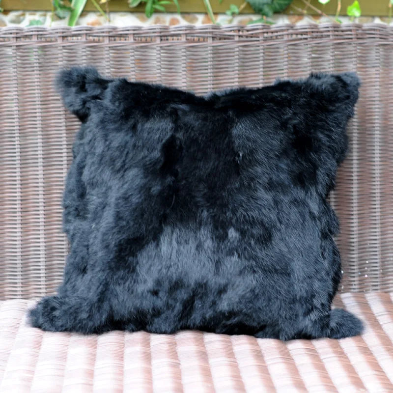Natural Fur Patchwork Cushion Cover for Sofa, Genuine Rabbit Fur Cushion Cover, Home Decoration