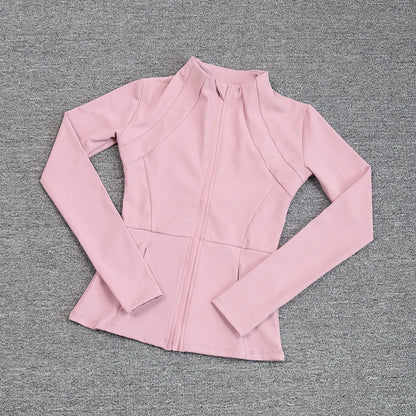 Luxe Yoga fitted Coat Women's Slimming Long Sleeve Fast Running Thin Pilates Fitness Suit Top Clothing