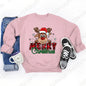 Women’s Christmas Reindeer Sweatshirt Loose Fit Polyester Cotton