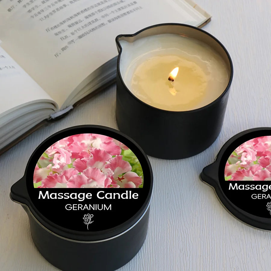 Scented massage oil candle for an evening ritual