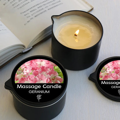 Scented massage oil candle for an evening ritual