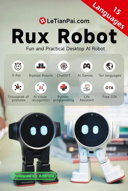 RUX Advanced AI Robot - ChatGPT Bluetooth WiFi Touch Screen Smart Desktop Assistant
