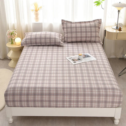 Soft Bedsheet Simple Style Bed Cover Single/Queen/King Size Bed Linen Home Fitted Sheets 침대시트 (Pillowcase Need Order)