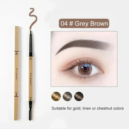 Waterproof eyebrow pencil with triangular tip and brush