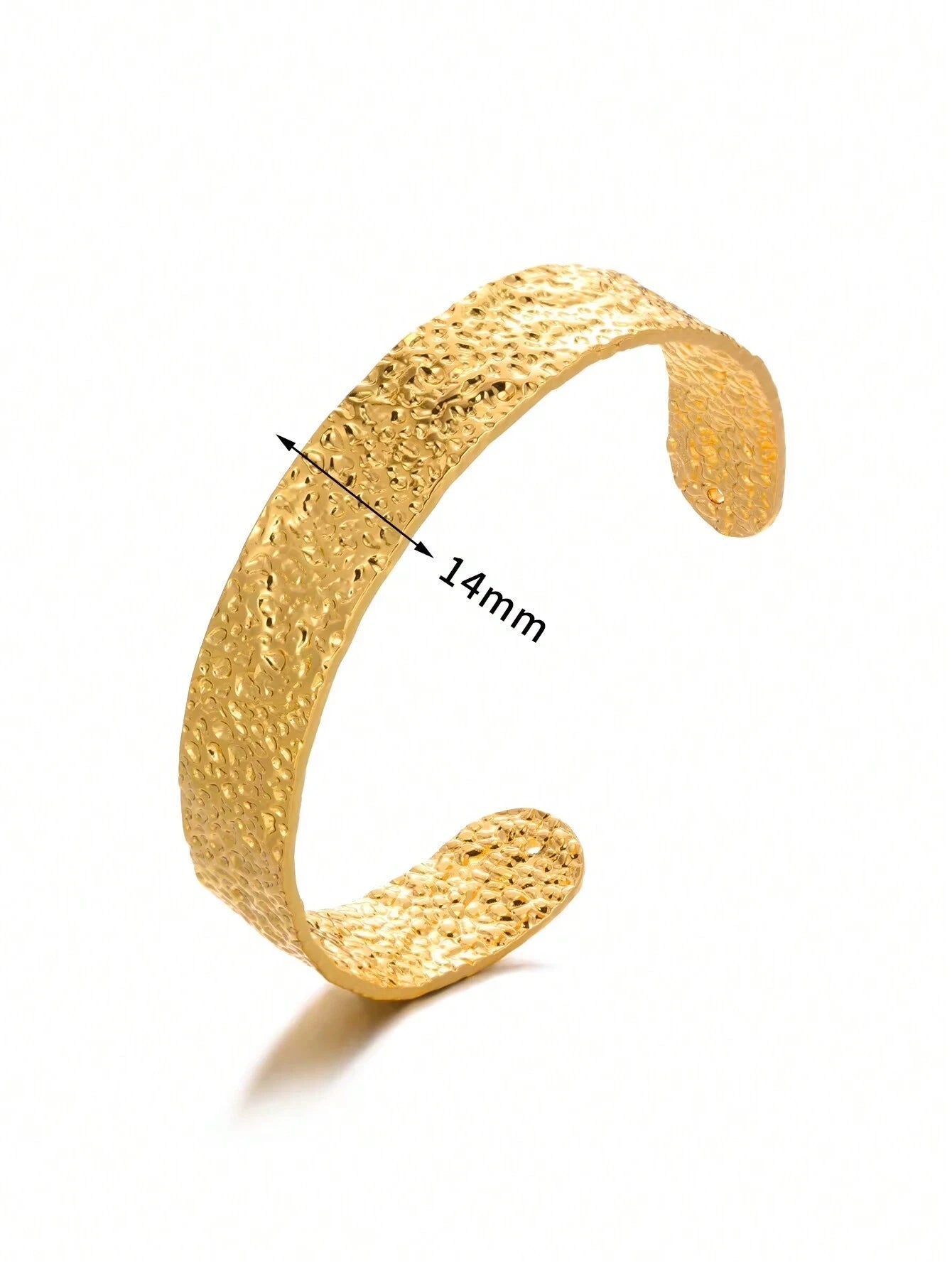Adjustable Cuff Bracelet Textured Surface Gold Tone for Men and Women Everyday Wear