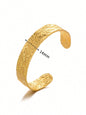 Adjustable Cuff Bracelet Textured Surface Gold Tone for Men and Women Everyday Wear