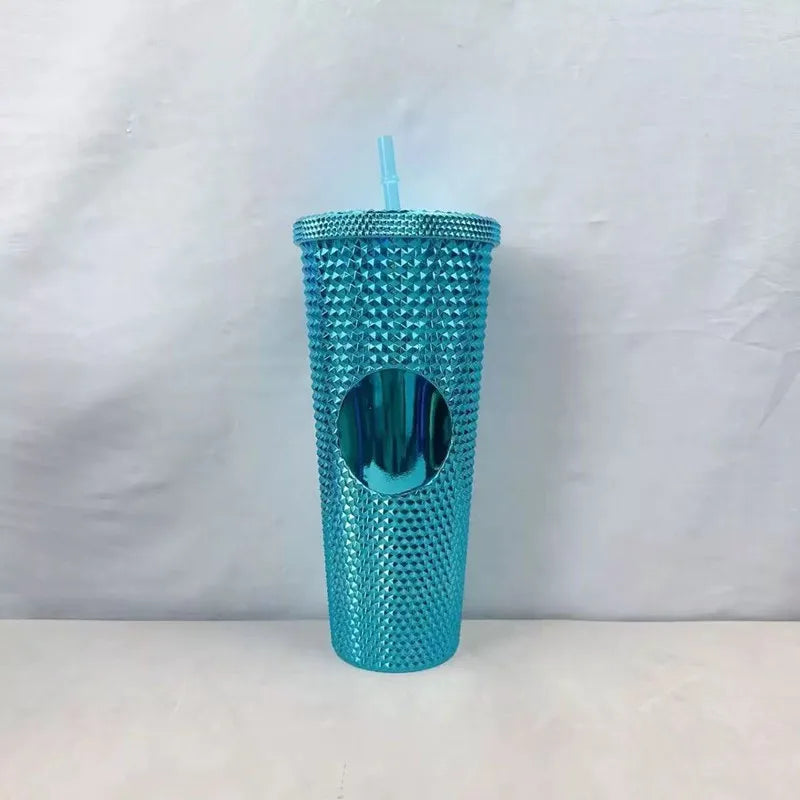 2026 Luxury Diamond Cold Cup Tumbler with Straw | Double Wall Iced Coffee Cup | Starbucks-Style Reusable Cup