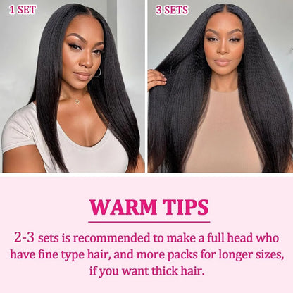 Clip ins Hair Extensions Real Human Hair 26 Inch Kinky Straight Clip ins 8 Pcs Brazilian Remy Hair Extensions for Women Natural